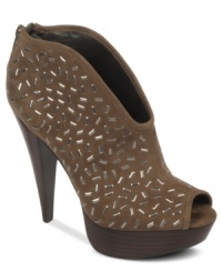 Between the curved lines and the all-over ornamental accents, the Oliver platform shooties set the scene for a sexy and fun night out. Between the curved lines and the all-over ornamental accents, the Oliver platform shooties set the scene for a sexy and fun night out.