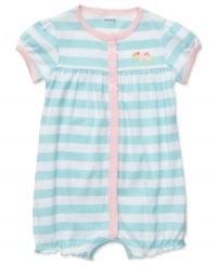 She will be ready for the sun in this adorable bodysuit with embroidery details from Carter's. Has snaps at front and leg openings for easy changes. She will be ready for the sun in this adorable bodysuit with embroidery details from Carter's. Has snaps at front and leg openings for easy changes.