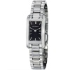 Burberry Check Engraved Rectangle Ladies-small Black Dial Stainless Steel Watch BU9501