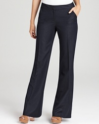 A refreshing alternative to classic black, these T Tahari pants boast a crisp indigo hue for a summer-fresh approach to your 9-to-5. A refreshing alternative to classic black, these T Tahari pants boast a crisp indigo hue for a summer-fresh approach to your 9-to-5.