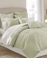With a cool misty hue, this L'erba sham features an embroidered branch design for a serene appeal. Reverses to solid; envelope closure. With a cool misty hue, this L'erba sham features an embroidered branch design for a serene appeal. Reverses to solid; envelope closure.