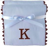 Princess Linens Bon Bon Burp Pad Baby Blue with Brown Trim-K Princess Linens Bon Bon Burp Pad Baby Blue with Brown Trim-K