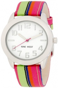 Nine West Women's NW/1289WTPG Strap Round Silver-Tone Easy to Read Colorful Strap Watch Nine West Women's NW/1289WTPG Strap Round Silver-Tone Easy to Read Colorful Strap Watch