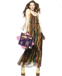 Stripes of endless colors lend painterly flair to this breezy maxi dress from Jessica Simpson! Stripes of endless colors lend painterly flair to this breezy maxi dress from Jessica Simpson!