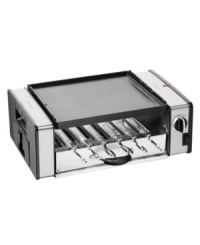 Grill & go! Compact and convenient, this mini griddler spares space and cuts down on prep and cleanup with an easy-to-use nonstick, reversible grill & griddle plate that promises perfect results each time. 3-year warranty. Model GC15. Grill & go! Compact and convenient, this mini griddler spares space and cuts down on prep and cleanup with an easy-to-use nonstick, reversible grill & griddle plate that promises perfect results each time. 3-year warranty. Model GC15.