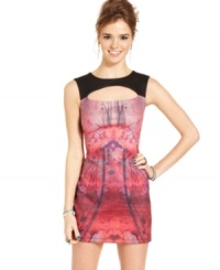 Make a splash in this curve-hugging Material Girl dress featuring sultry cutouts and a fierce print! Accentuate your legs by pairing it with killer high heels. Make a splash in this curve-hugging Material Girl dress featuring sultry cutouts and a fierce print! Accentuate your legs by pairing it with killer high heels.