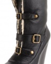 Betsey Johnson Women's Ryderrr Boot,Black Leather,6.5 M US