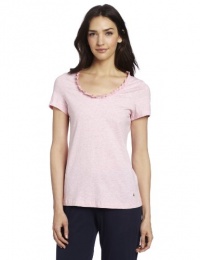 Nautica Sleepwear Women's Short Sleeve Ruffle Tee, Rose Heather, Small Nautica Sleepwear Women's Short Sleeve Ruffle Tee, Rose Heather, Small