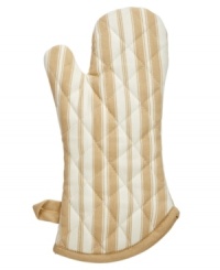 Always in style, this timeless stripe print adds character and personality to this baker's must-have. Made from 100% cotton twill, this oven mitt steps up to every task with fashion-forward confidence. Always in style, this timeless stripe print adds character and personality to this baker's must-have. Made from 100% cotton twill, this oven mitt steps up to every task with fashion-forward confidence.