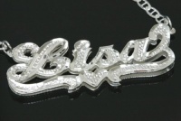 Sterling Silver Double-plate Name Necklace Pendant w/Free Chain / All-Carved / Hip Hop / v1 / From NY