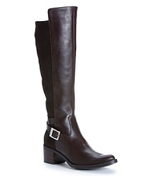 These Calvin Klein boots add a bit of height to your style while maintaining the look of tall, flat boots. Visually distinctive shafts feature microfiber stretch panels to ensure the perfect fit. These Calvin Klein boots add a bit of height to your style while maintaining the look of tall, flat boots. Visually distinctive shafts feature microfiber stretch panels to ensure the perfect fit.