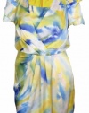 Vince Camuto Women's Printed Watercolor Draped Front Dress