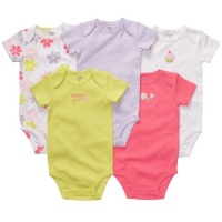 Carter's Girls Pink Flower Short Sleeve 5-pack Bodysuits Carter's Girls Pink Flower Short Sleeve 5-pack Bodysuits