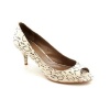 Tahari Women's Marie Sequined Peep Toe Pumps in Cream/Brown