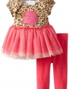 Bonnie Baby-girls Newborn Leopard Tutu Legging Set, Fuchsia, 6-9 Months