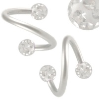 16g 16 gauge (1.2mm), 3/8 Inches 10mm long - surgical steel eyebrow lip bars ear tragus Twist earring rings spiral Barbells with Clear Swarovski Crystal Ferido balls APSK - Pierced Jewelry Body Piercing Jewellery- Set of 2 16g 16 gauge (1.2mm), 3/8 Inches 10mm long - surgical steel eyebrow lip bars ear tragus Twist earring rings spiral Barbells with Clear Swarovski Crystal Ferido balls APSK - Pierced Jewelry Body Piercing Jewellery- Set of 2