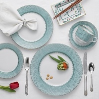 Green Lace by Mottahedeh is an adaption from the Blue Lace pattern, which was inspired by Ch'ing Dynasty (1644-1911) porcelain from China. Highlighted with bands of 22k gold, this elegant design makes a stunning presentation and coordinates beautifully with Mottahedeh's other services. Green Lace by Mottahedeh is an adaption from the Blue Lace pattern, which was inspired by Ch'ing Dynasty (1644-1911) porcelain from China. Highlighted with bands of 22k gold, this elegant design makes a stunning presentation and coordinates beautifully with Mottahedeh's other services.