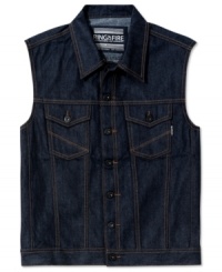 Show 'em you've got the guns with a denim vest from Ring of Fire. Show 'em you've got the guns with a denim vest from Ring of Fire.