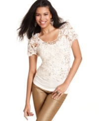 Punch-up your outfit with artisanal style! Urban Heart's cami-attached crochet-knit top gives your look that extra flair. Punch-up your outfit with artisanal style! Urban Heart's cami-attached crochet-knit top gives your look that extra flair.