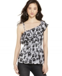 Embrace your animal instincts with this trend-forward top from Sequin Hearts. Pair it with jeggings for a super cute ensemble! Embrace your animal instincts with this trend-forward top from Sequin Hearts. Pair it with jeggings for a super cute ensemble!