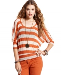 Love this striped sweater from American Rag! Dolman sleeves and a lace inset at the back take this pullover into the cutest style terrain. Love this striped sweater from American Rag! Dolman sleeves and a lace inset at the back take this pullover into the cutest style terrain.