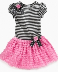 Pretty in pink. She can spin and dance with the funny frilly ruffles on this tutu dress from Bonnie Jean. Pretty in pink. She can spin and dance with the funny frilly ruffles on this tutu dress from Bonnie Jean.