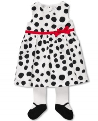 She'll be ready for her next outing in this oversized dot decorated dress plus matching tights with mock shoe design by Carter's. She'll be ready for her next outing in this oversized dot decorated dress plus matching tights with mock shoe design by Carter's.