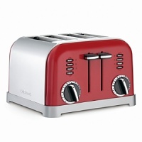 Make your counters the toast of the town. Stylish and sleek, Cuisinart's fire engine red toaster features custom controls that let you defrost and toast bagels and bread, four at a time. Make your counters the toast of the town. Stylish and sleek, Cuisinart's fire engine red toaster features custom controls that let you defrost and toast bagels and bread, four at a time.