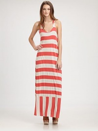 Boldly striped maxi designed with a plunging scoopneck, sporty racerback and ruffle hem. ScoopneckSleevelessRacerbackRuffle hemAbout 39 from natural waist50% supima cotton/50% micro modalDry cleanImportedModel shown is 5'10 (177cm) wearing US size Small. Boldly striped maxi designed with a plunging scoopneck, sporty racerback and ruffle hem. ScoopneckSleevelessRacerbackRuffle hemAbout 39 from natural waist50% supima cotton/50% micro modalDry cleanImportedModel shown is 5'10 (177cm) wearing US size Small.