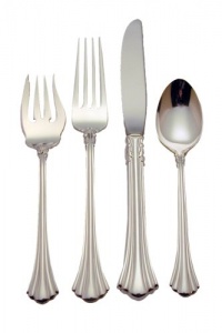 Reed & Barton 18th Century Sterling Silver 4-Piece Flatware Place Set, Large Reed & Barton 18th Century Sterling Silver 4-Piece Flatware Place Set, Large