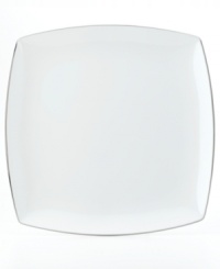 With lightweight construction in fine bone china, a softly squared design and platinum edging, the Mikasa Couture Platinum dinner plates offer a new take on sophisticated modern dining. With lightweight construction in fine bone china, a softly squared design and platinum edging, the Mikasa Couture Platinum dinner plates offer a new take on sophisticated modern dining.
