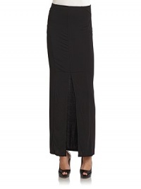 THE LOOKElastic high waist designTonal seamsSlit in front hemTHE FITAbout 34 from waist to hemTHE MATERIAL95% polyester/5% spandexCARE & ORIGINDry cleanImportedModel shown is 5'10 (177cm) wearing US size Small. THE LOOKElastic high waist designTonal seamsSlit in front hemTHE FITAbout 34 from waist to hemTHE MATERIAL95% polyester/5% spandexCARE & ORIGINDry cleanImportedModel shown is 5'10 (177cm) wearing US size Small.