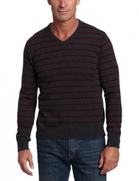 Williams Cashmere Men's 100% Cashmere Thin V-Neck sweater, Charcoal/Burgundy, Large Williams Cashmere Men's 100% Cashmere Thin V-Neck sweater, Charcoal/Burgundy, Large