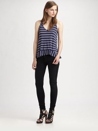 Bold striping with a bias-cut hem elevates this essential jersey tank.V-neckSleevelessModified racerback39% cotton/39% modal/22% polyesterDry cleanMade in USAModel shown is 5'10 (177cm) wearing US size Small. Bold striping with a bias-cut hem elevates this essential jersey tank.V-neckSleevelessModified racerback39% cotton/39% modal/22% polyesterDry cleanMade in USAModel shown is 5'10 (177cm) wearing US size Small.