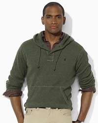 A classic Henley shirt in soft, fine-ribbed cotton channels sporty style in a hooded silhouette. A classic Henley shirt in soft, fine-ribbed cotton channels sporty style in a hooded silhouette.