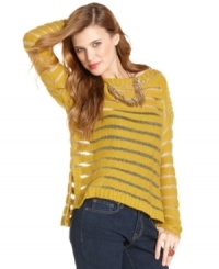 It's official: high-low hems and sheer fabrics totally transition into the colder months! We love this pullover from Jessica Simpson because it sports the trends we adore -- plus a cozy, oversized fit. It's official: high-low hems and sheer fabrics totally transition into the colder months! We love this pullover from Jessica Simpson because it sports the trends we adore -- plus a cozy, oversized fit.
