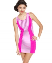 Play the ultimate stripe-master in this tank dress from Sugar & Spice, where bold panels and a profusion of stripes create fun, geometric design! Play the ultimate stripe-master in this tank dress from Sugar & Spice, where bold panels and a profusion of stripes create fun, geometric design!
