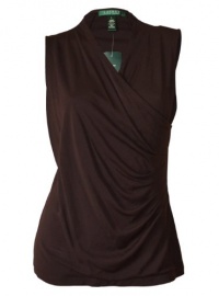 Ralph Lauren Women's Rayon Polyester Faux Wrap Sleeveless Top Ralph Lauren Women's Rayon Polyester Faux Wrap Sleeveless Top
