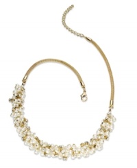 A touch of glass. Charter Club offers refined elegance with this necklace crafted from gold-tone mixed metal and featuring glass pearl clusters. Approximate length: 19 inches + 3-inch extender. A touch of glass. Charter Club offers refined elegance with this necklace crafted from gold-tone mixed metal and featuring glass pearl clusters. Approximate length: 19 inches + 3-inch extender.