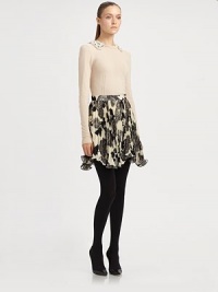 Contrasting floral print and a pleated silhouette lend feminine charm to this flared go-to. Side zipperFlared skirtAbout 17 longPolyesterDry cleanMade in USA of Italian fabricModel shown is 5'10 (177cm) wearing US size 4. Contrasting floral print and a pleated silhouette lend feminine charm to this flared go-to. Side zipperFlared skirtAbout 17 longPolyesterDry cleanMade in USA of Italian fabricModel shown is 5'10 (177cm) wearing US size 4.