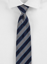 EXCLUSIVELY OURS. Meticulously crafted from fine Italian silk, this textured stripe design maintains its shape and style, for timeless appeal.About 4 wideSilkDry cleanMade in Italy EXCLUSIVELY OURS. Meticulously crafted from fine Italian silk, this textured stripe design maintains its shape and style, for timeless appeal.About 4 wideSilkDry cleanMade in Italy