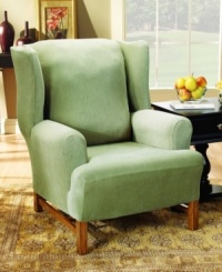 In a soft, waffle-weave textured knit the Stretch Pique slipcover stretches up to 40% to conform to hard-to-fit furniture. Memory stretch fabric and all-around elastic provide a clean, sleek look that stays put. In a soft, waffle-weave textured knit the Stretch Pique slipcover stretches up to 40% to conform to hard-to-fit furniture. Memory stretch fabric and all-around elastic provide a clean, sleek look that stays put.