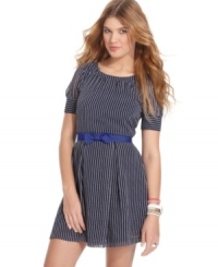 Charming stripes and polka dots spruce up this dreamy, short-sleeved dress from Tommy Girl. Pair it with cute accessories for a look that's sure to impress! Charming stripes and polka dots spruce up this dreamy, short-sleeved dress from Tommy Girl. Pair it with cute accessories for a look that's sure to impress!