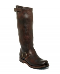 The Frye Veronica Boots pair the subtlety of an equestrian chic cut with the attitude of motorcycle-chic buckles for a timeless, high-quality look you'll love wearing. The Frye Veronica Boots pair the subtlety of an equestrian chic cut with the attitude of motorcycle-chic buckles for a timeless, high-quality look you'll love wearing.