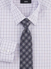 Crisp checked cotton, rendered in a classic style and accented with mitered barrel cuffs.Modified point collarButtonfrontMitered barrel cuffsCottonDry cleanImported Crisp checked cotton, rendered in a classic style and accented with mitered barrel cuffs.Modified point collarButtonfrontMitered barrel cuffsCottonDry cleanImported