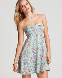 Echo's floral-print cover up makes a demure addition to your poolside look. Slip this strapless dress over a favorite suit and add wedges for a sun soaked party. Echo's floral-print cover up makes a demure addition to your poolside look. Slip this strapless dress over a favorite suit and add wedges for a sun soaked party.