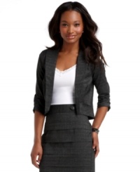 Textured print meets chic, minimalist detail on this blazer from Rampage -- the perfect work week layer! Textured print meets chic, minimalist detail on this blazer from Rampage -- the perfect work week layer!