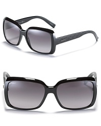 A glamorous pair of square frame sunglasses with gradient lenses, the perfect accessory for poolside lounging. A glamorous pair of square frame sunglasses with gradient lenses, the perfect accessory for poolside lounging.