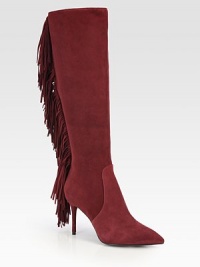 For those swagger-worthy moments, this vintage-inflected suede design with bold fringe trim and a classic point toe is the perfect choice. Self-covered heel, 3½ (90mm)Shaft, 16Leg circumference, 14Suede upperPoint toeSide zipLeather lining and solePadded insoleImported For those swagger-worthy moments, this vintage-inflected suede design with bold fringe trim and a classic point toe is the perfect choice. Self-covered heel, 3½ (90mm)Shaft, 16Leg circumference, 14Suede upperPoint toeSide zipLeather lining and solePadded insoleImported