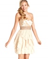 Cascading ruffles and lovely beaded embellishments on Roberta's strapless dress raise the cuteness factor to the next level!
